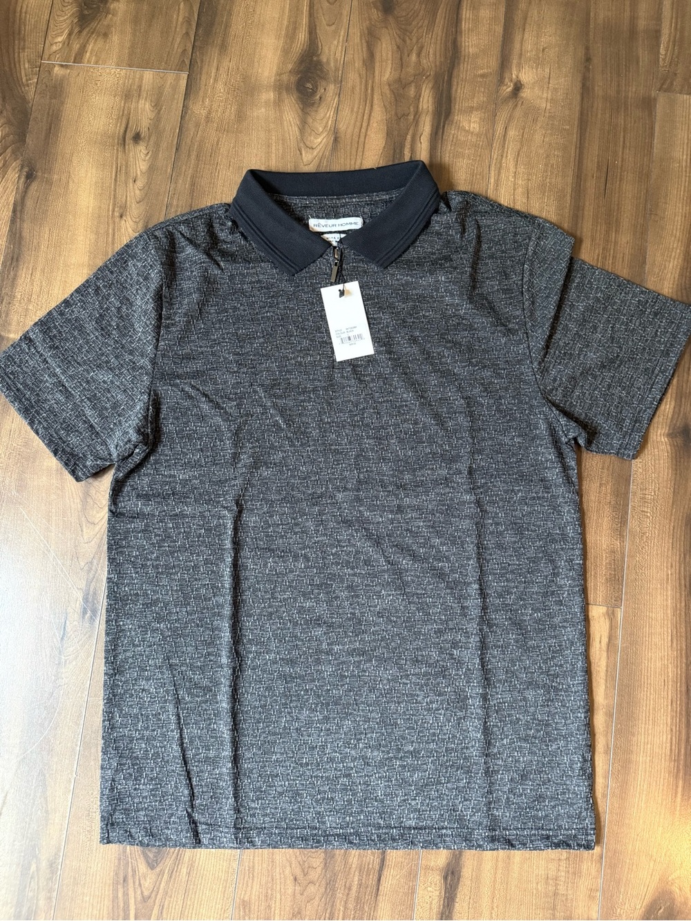 Men's Heathered Dark Gray Polo with Contrast Collar